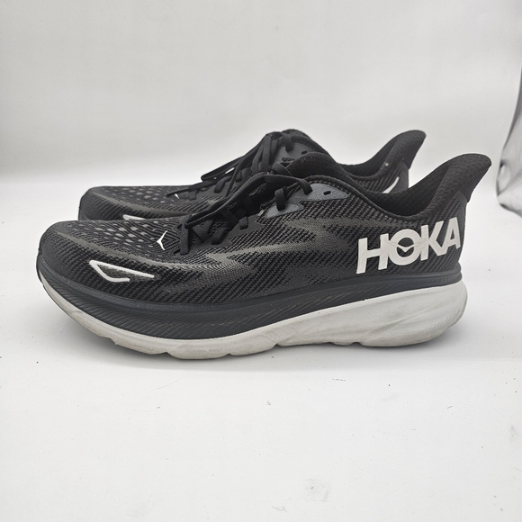Hoka Clifton 9 Mens Wide Black Running Shoes Size 12D Preowned - Picture 11 of 11
